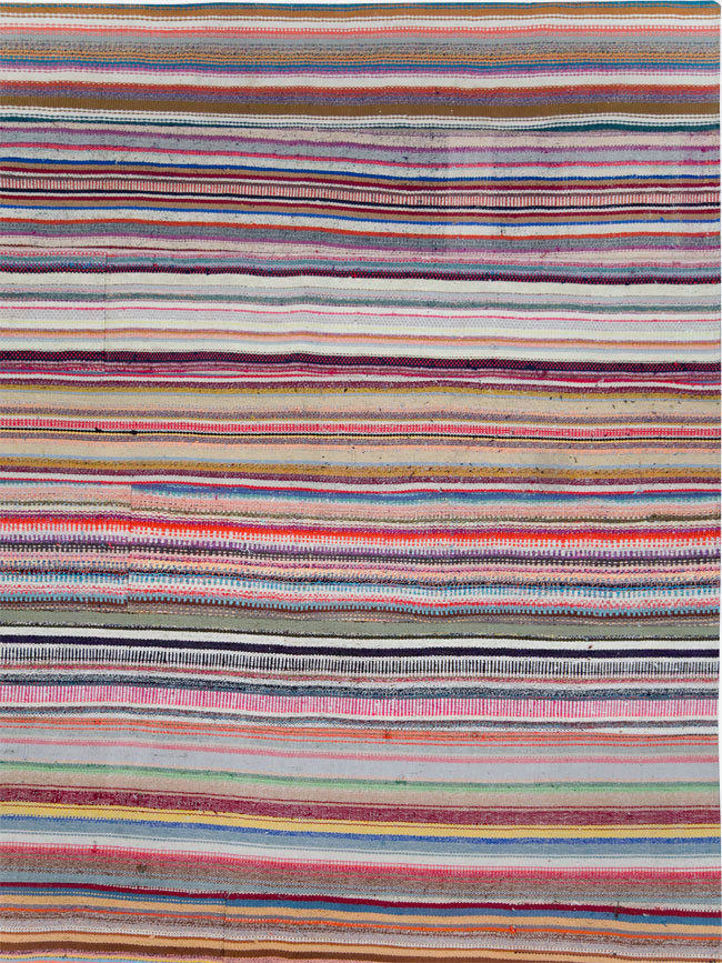 Vintage Turkish Flatweave Large Room Size Carpet, No.28250 - Galerie Shabab