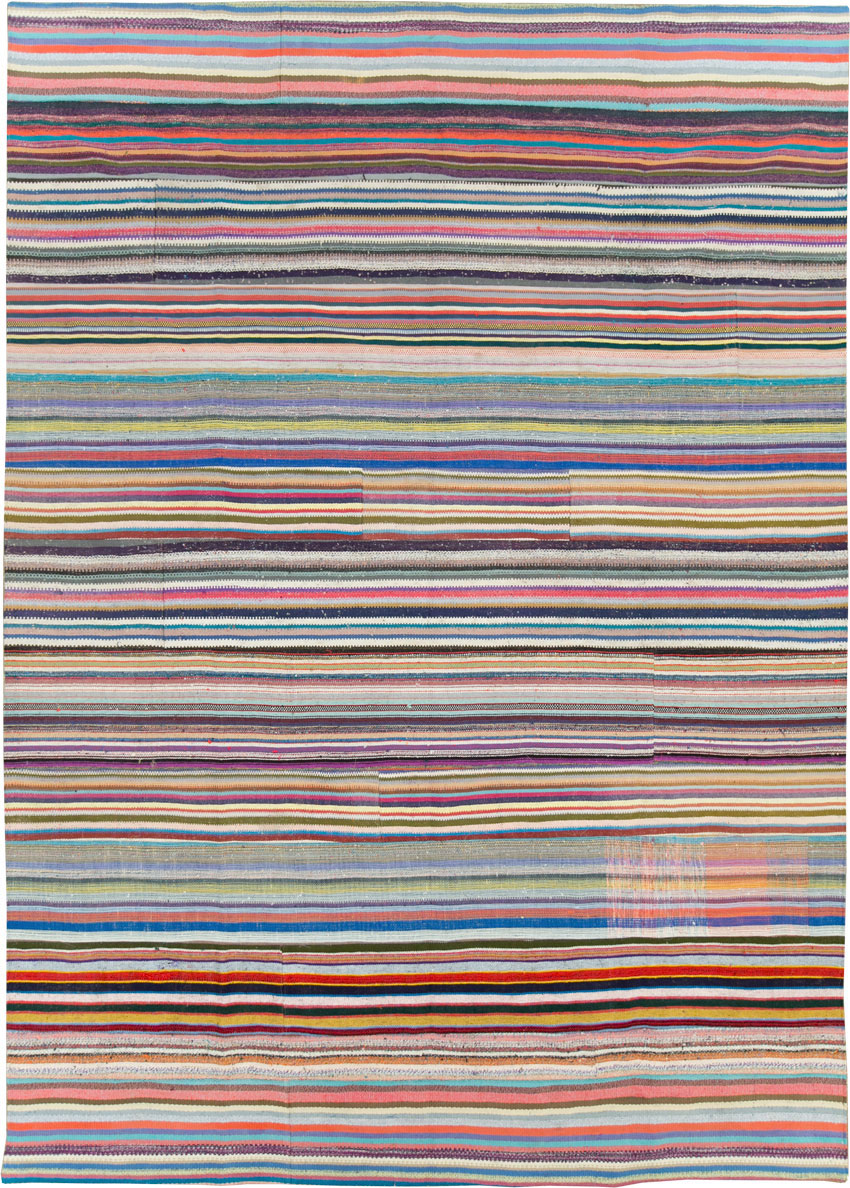 Modern Turkish Flatweave Room Size Carpet, No.28255 - Galerie Shabab