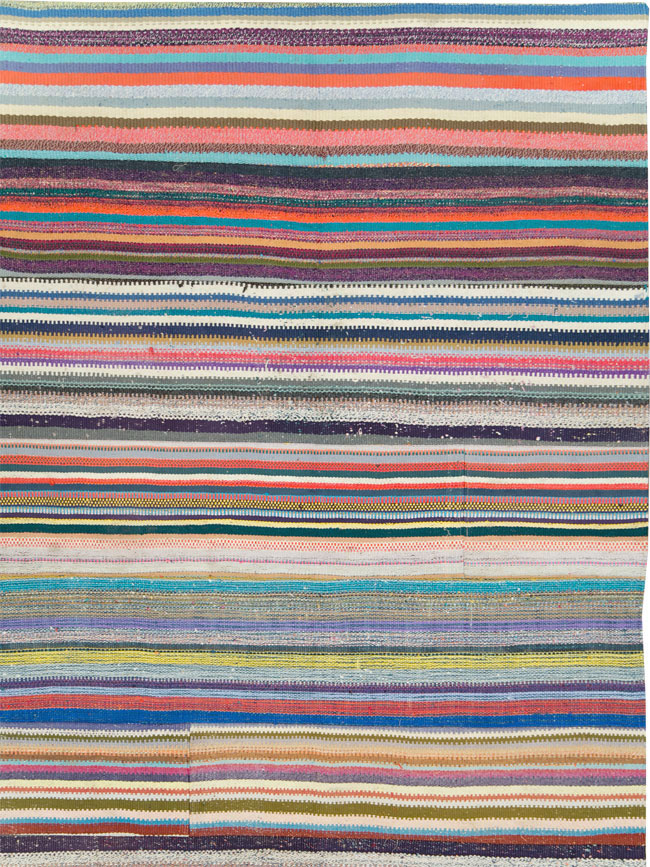 Modern Turkish Flatweave Room Size Carpet, No.28255 - Galerie Shabab
