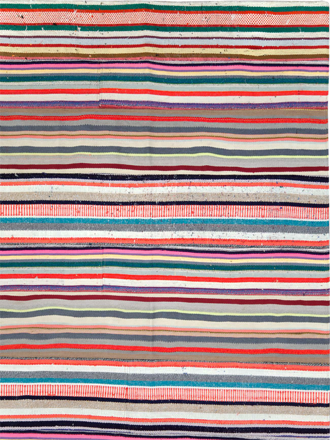 Vintage Turkish Flatweave Room Size Carpet, No.28256 - Galerie Shabab