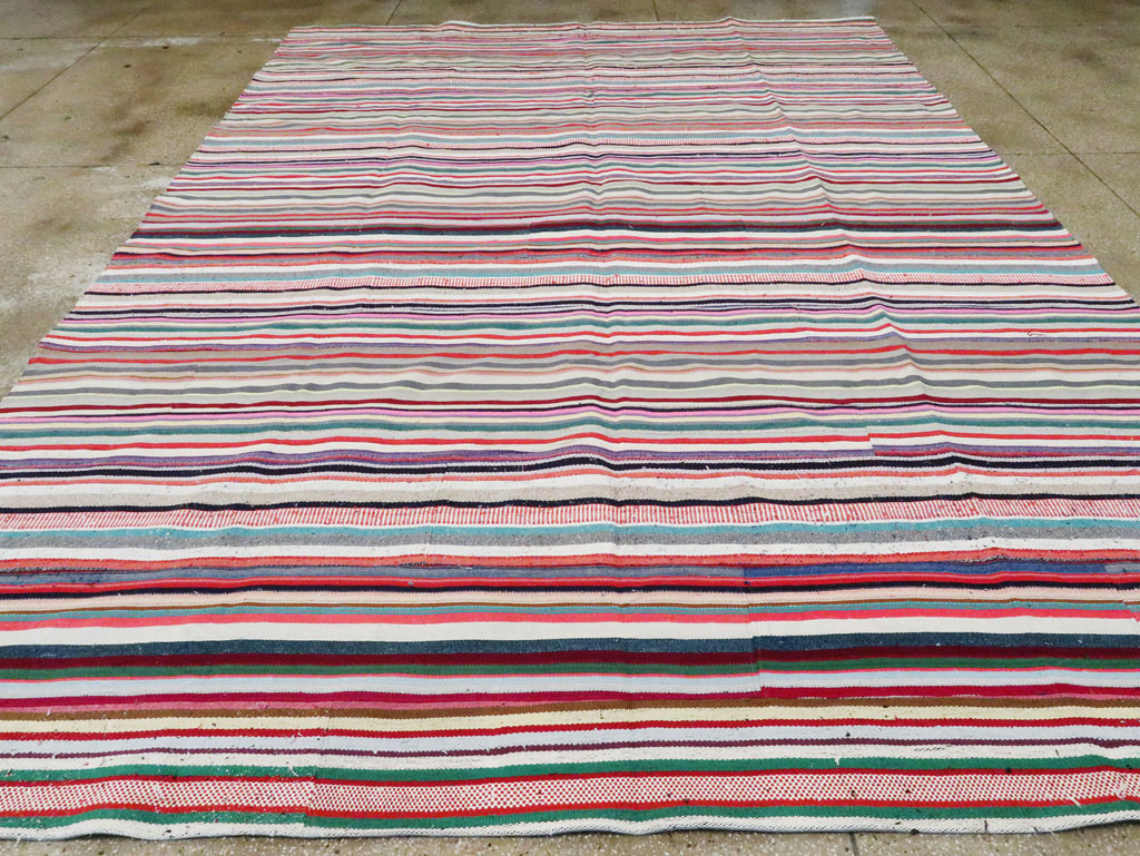 Vintage Turkish Flatweave Room Size Carpet, No.28256 - Galerie Shabab
