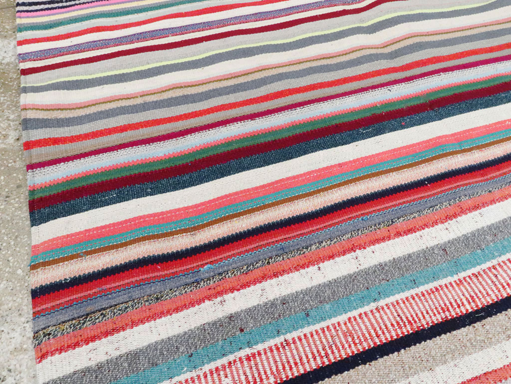 Vintage Turkish Flatweave Room Size Carpet, No.28256 - Galerie Shabab