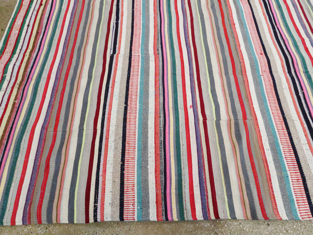 Vintage Turkish Flatweave Room Size Carpet, No.28256 - Galerie Shabab