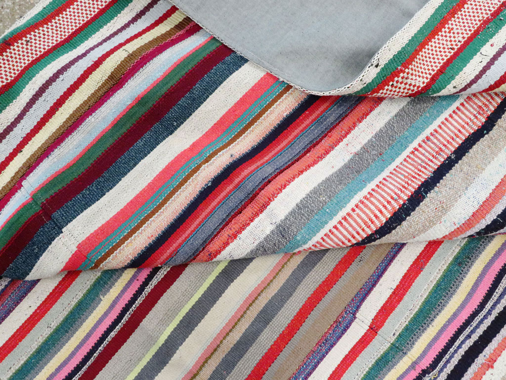 Vintage Turkish Flatweave Room Size Carpet, No.28256 - Galerie Shabab