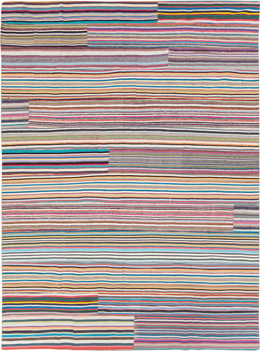 Modern Turkish Flatweave Room Size Carpet, No.28257 - Galerie Shabab