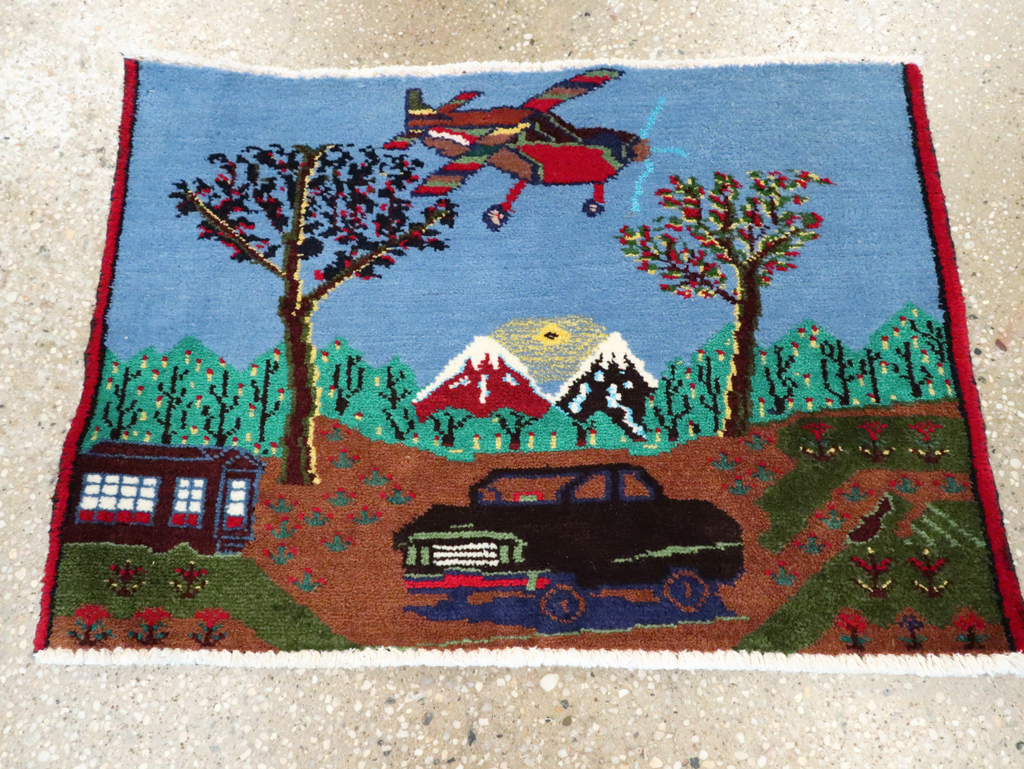 Vintage Persian Hamadan Pictorial Rug, No.28264 - Galerie Shabab