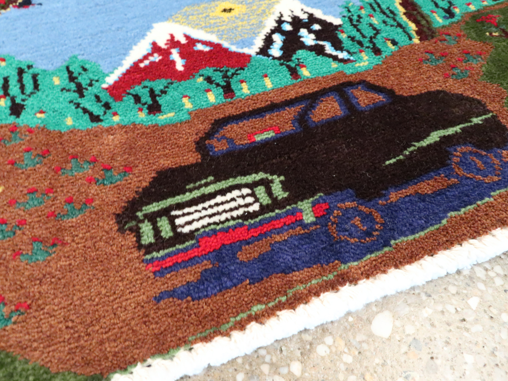 Vintage Persian Hamadan Pictorial Rug, No.28264 - Galerie Shabab