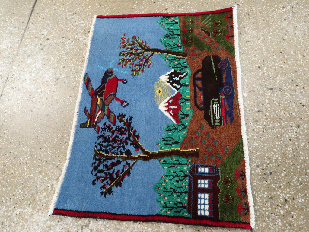 Vintage Persian Hamadan Pictorial Rug, No.28264 - Galerie Shabab