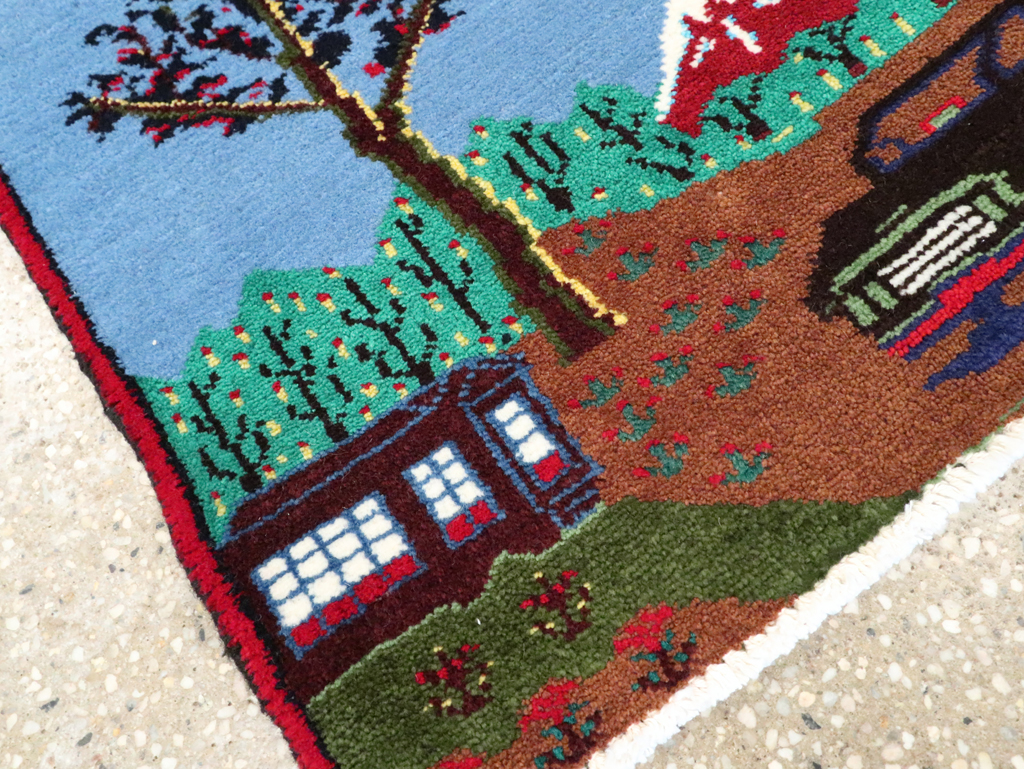 Vintage Persian Hamadan Pictorial Rug, No.28264 - Galerie Shabab