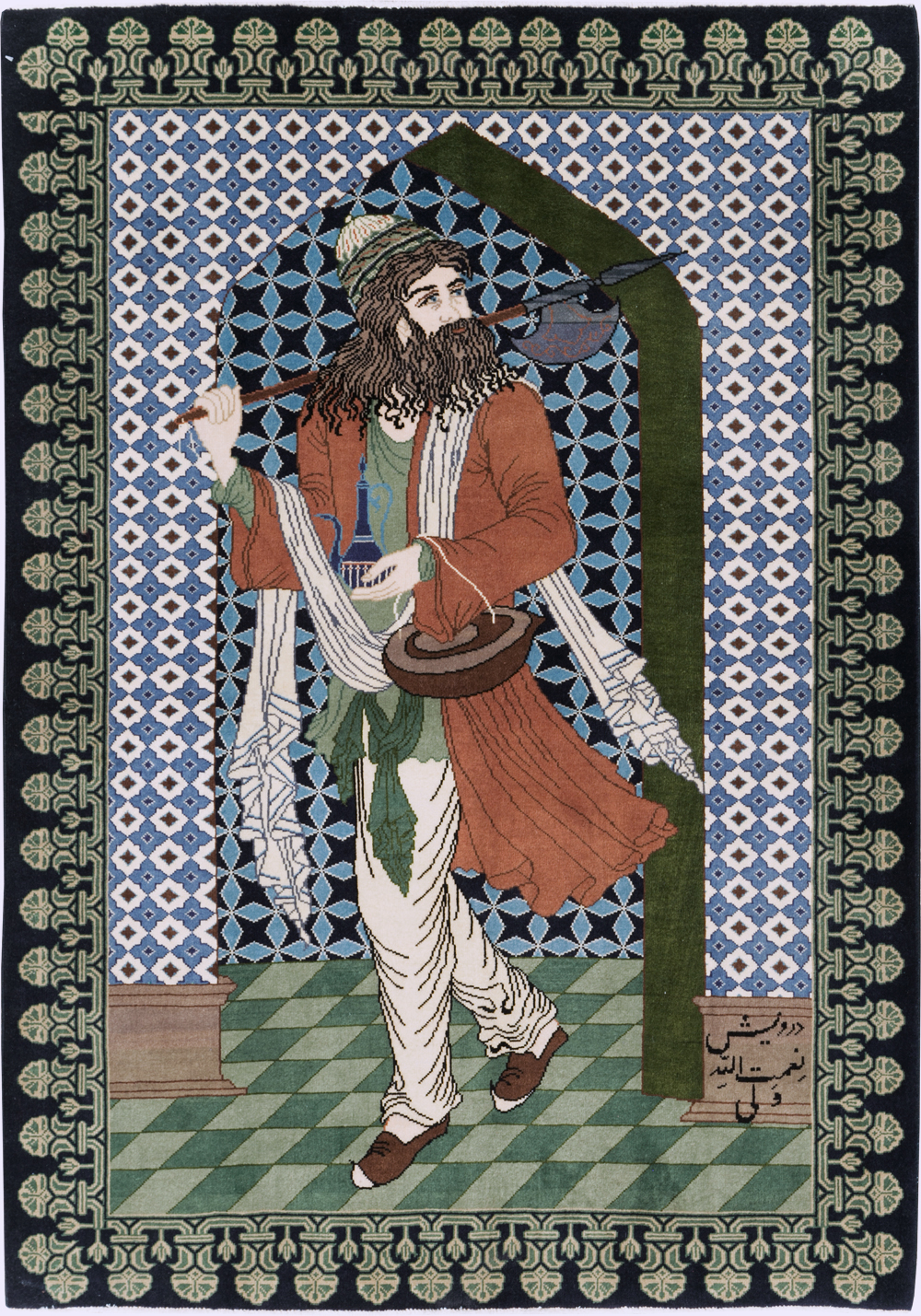 Vintage Persian Tabriz Pictorial Rug, No.28297 - Galerie Shabab
