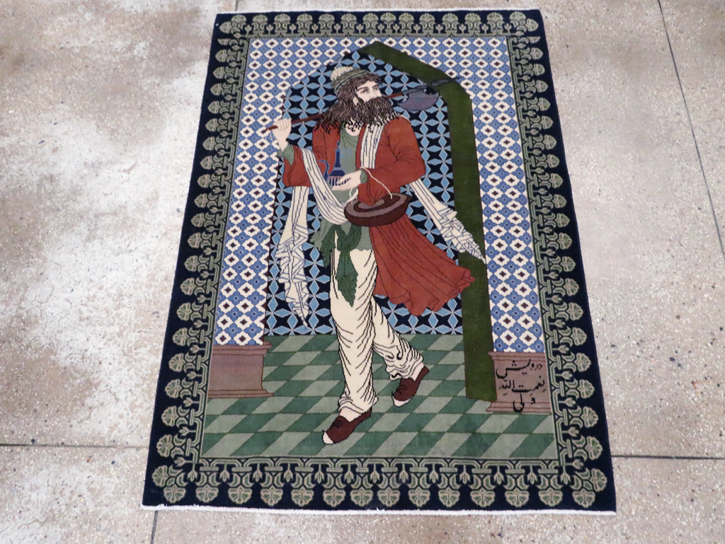 Vintage Persian Tabriz Pictorial Rug, No.28297 - Galerie Shabab