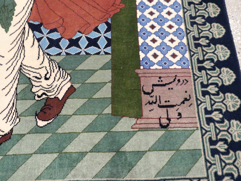 Vintage Persian Tabriz Pictorial Rug, No.28297 - Galerie Shabab