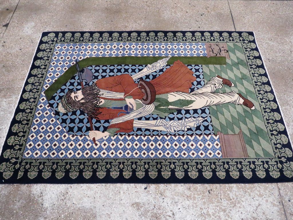 Vintage Persian Tabriz Pictorial Rug, No.28297 - Galerie Shabab