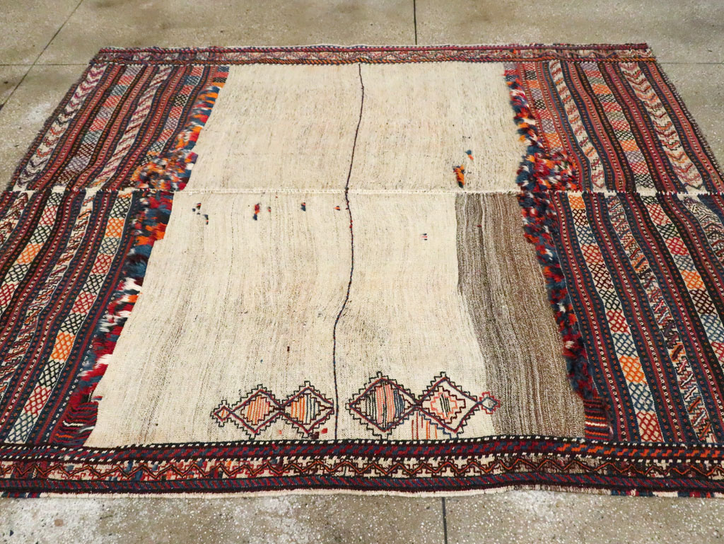 Vintage Persian Chaharmahal Bakhtiari Tacheh Flatweave Kilim, No.28306 - Galerie Shabab