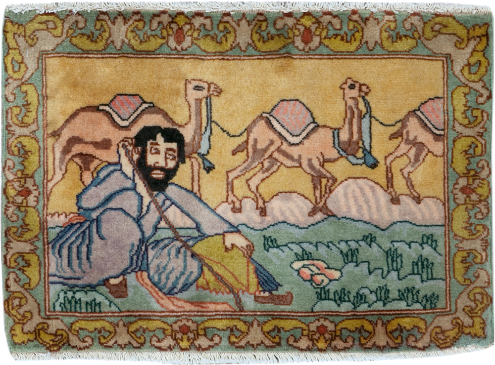 Vintage Persian Tabriz Pictorial Rug (Pair: 1 of 2), No.28316 - Galerie Shabab