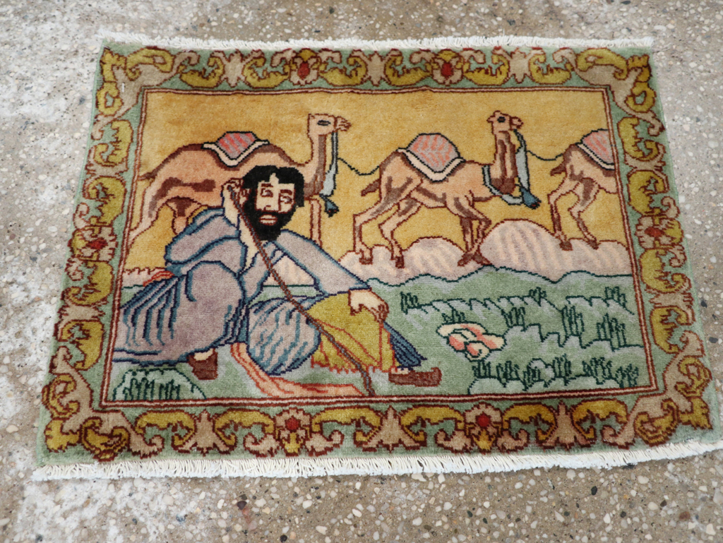 Vintage Persian Tabriz Pictorial Rug (Pair: 1 of 2), No.28316 - Galerie Shabab