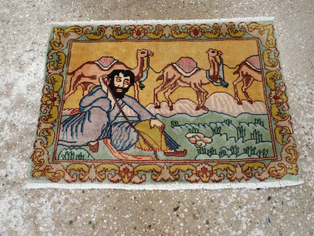 Vintage Persian Tabriz Pictorial Rug (Pair: 2 of 2), No.28317 - Galerie Shabab