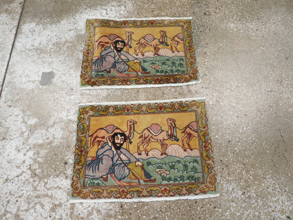 Vintage Persian Tabriz Pictorial Rug (Pair: 2 of 2), No.28317 - Galerie Shabab