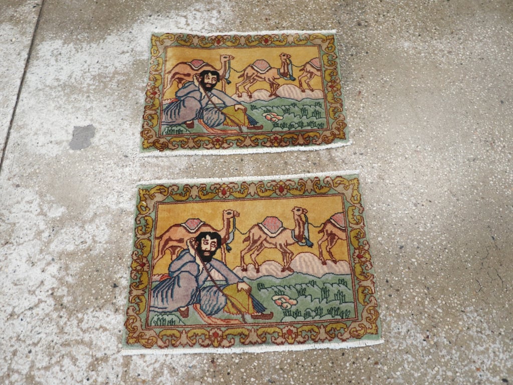 Vintage Persian Tabriz Pictorial Rug (Pair: 2 of 2), No.28317 - Galerie Shabab