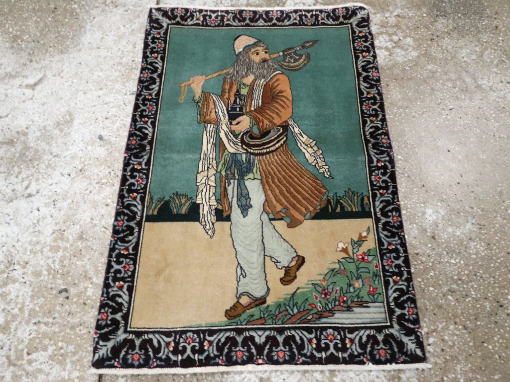 Vintage Persian Tabriz Pictorial Rug, No.28319 - Galerie Shabab