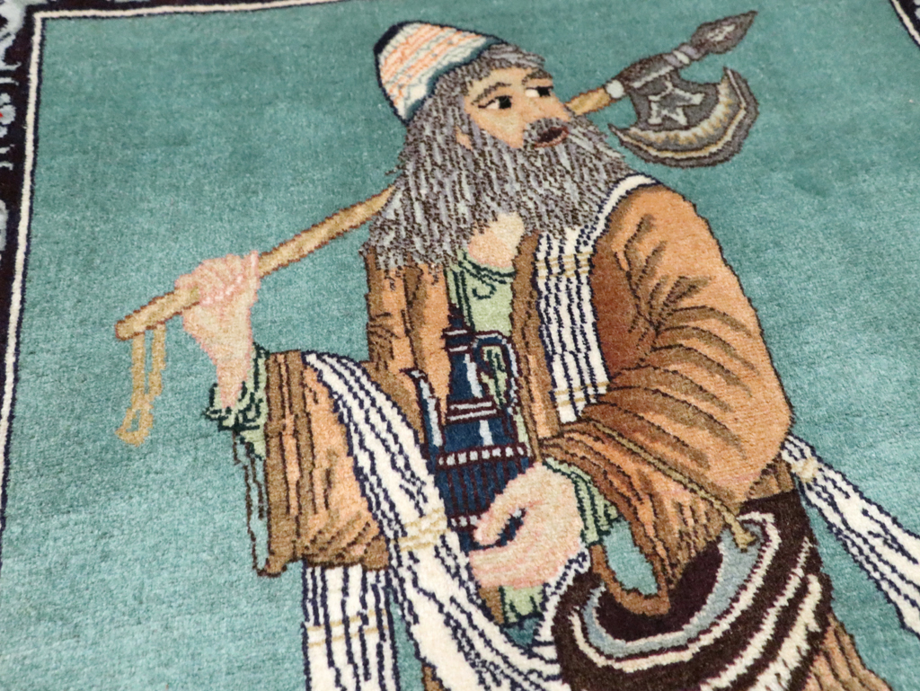 Vintage Persian Tabriz Pictorial Rug, No.28319 - Galerie Shabab