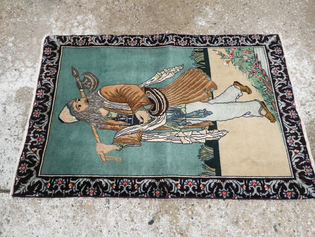 Vintage Persian Tabriz Pictorial Rug, No.28319 - Galerie Shabab