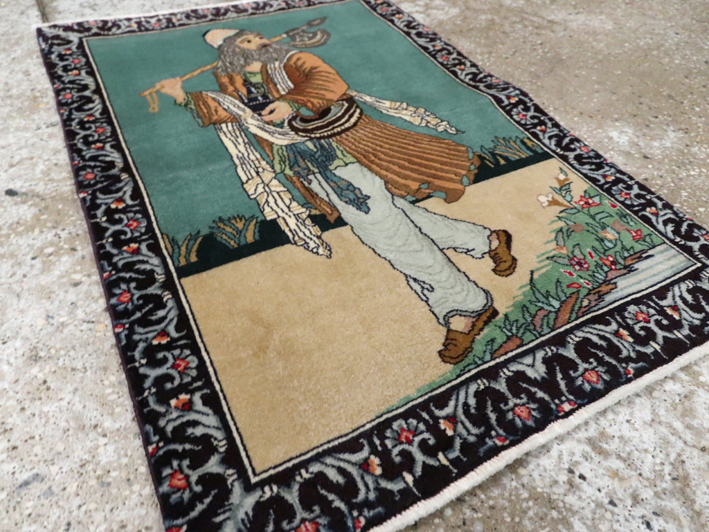 Vintage Persian Tabriz Pictorial Rug, No.28319 - Galerie Shabab