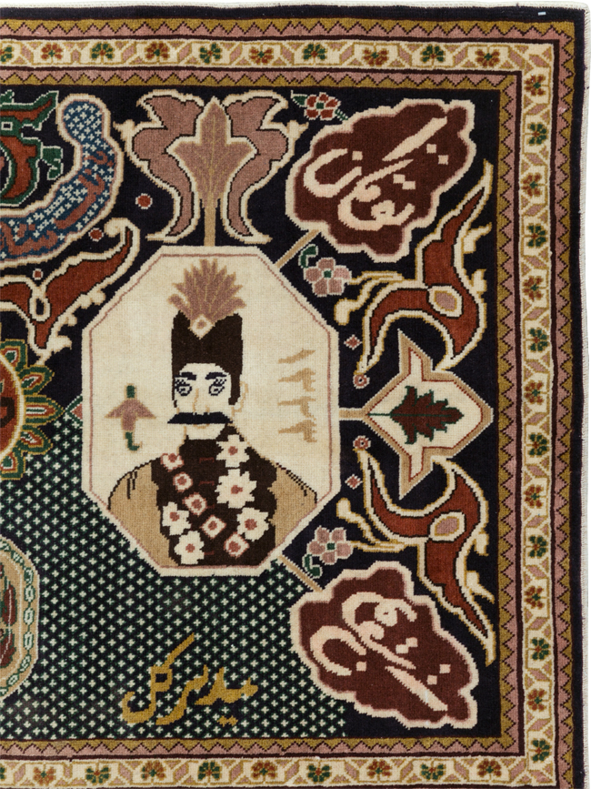 Vintage Persian Tabriz Pictorial Rug, No.28320 - Galerie Shabab