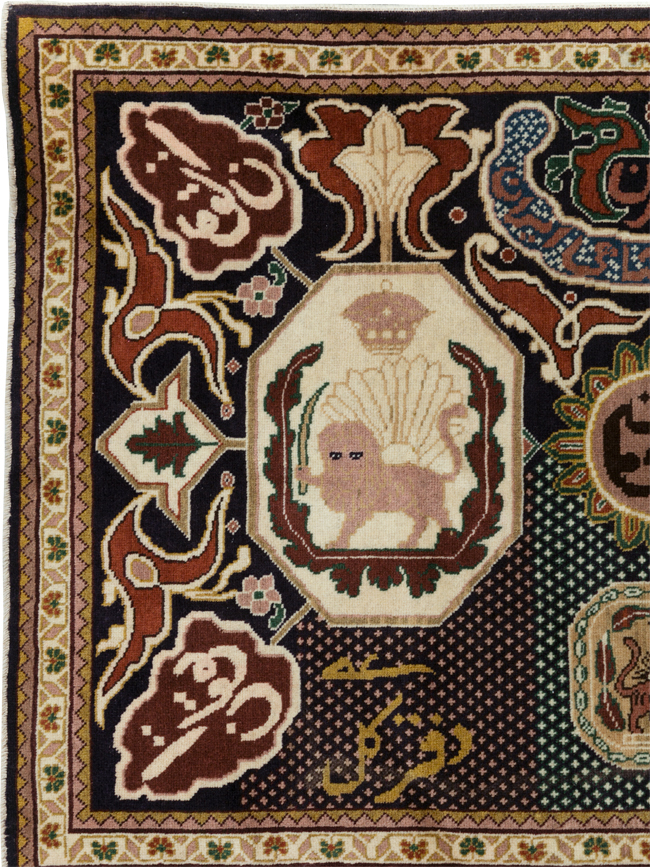 Vintage Persian Tabriz Pictorial Rug, No.28320 - Galerie Shabab