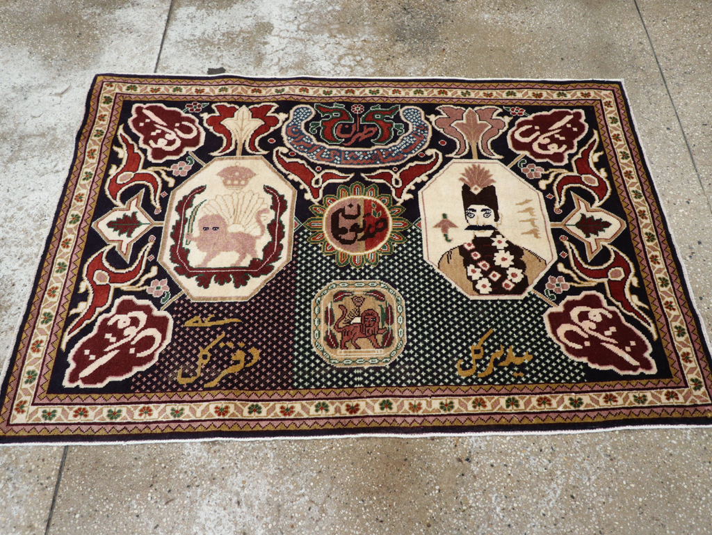 Vintage Persian Tabriz Pictorial Rug, No.28320 - Galerie Shabab