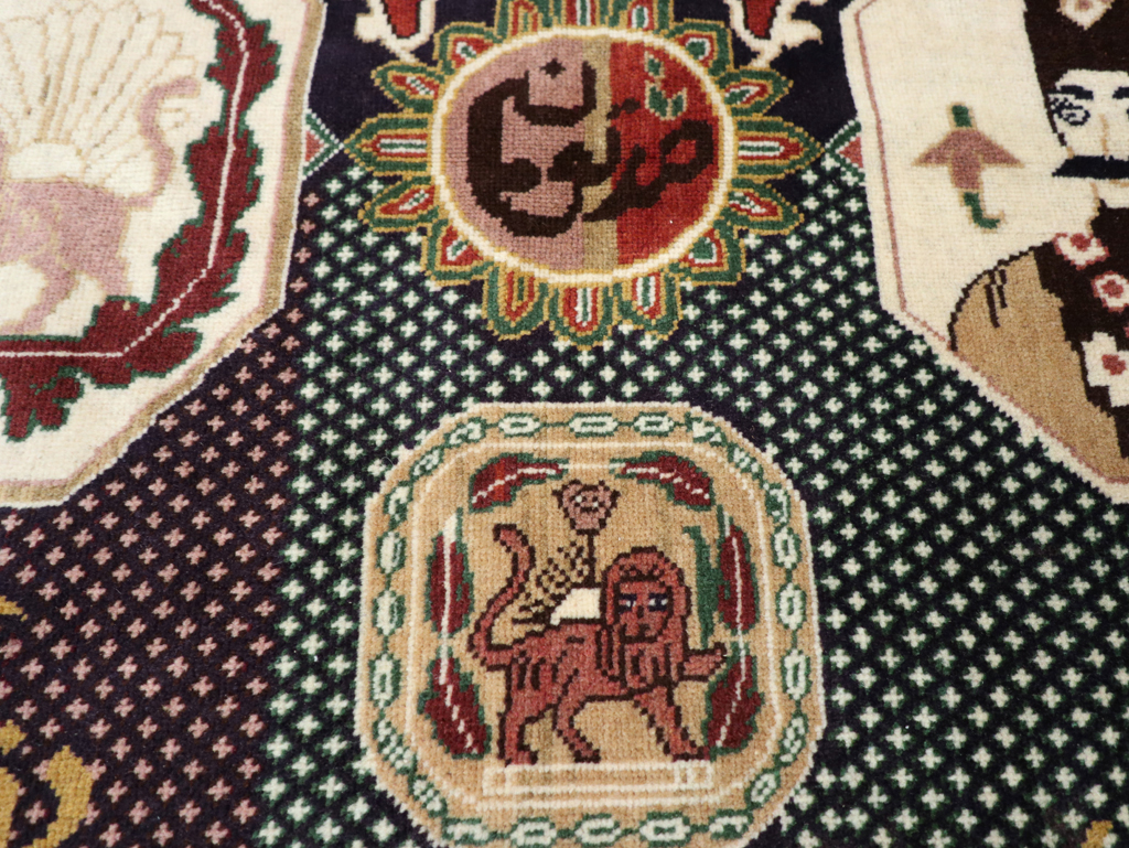 Vintage Persian Tabriz Pictorial Rug, No.28320 - Galerie Shabab