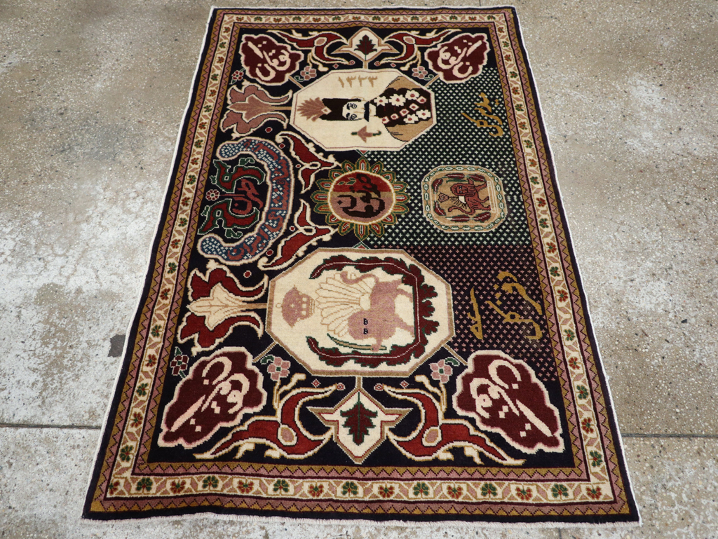 Vintage Persian Tabriz Pictorial Rug, No.28320 - Galerie Shabab