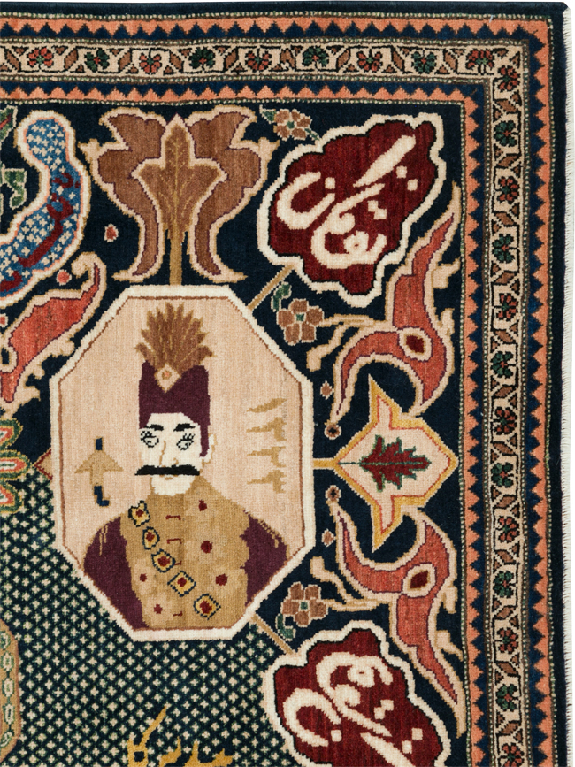 Vintage Persian Tabriz Pictorial Rug, No.28321 - Galerie Shabab