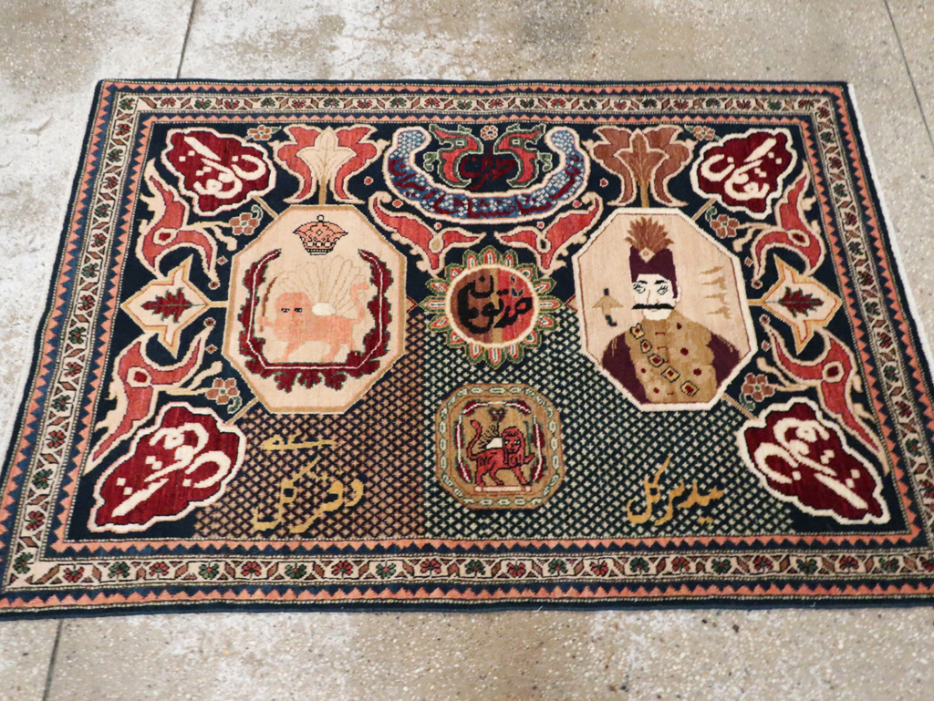 Vintage Persian Tabriz Pictorial Rug, No.28321 - Galerie Shabab