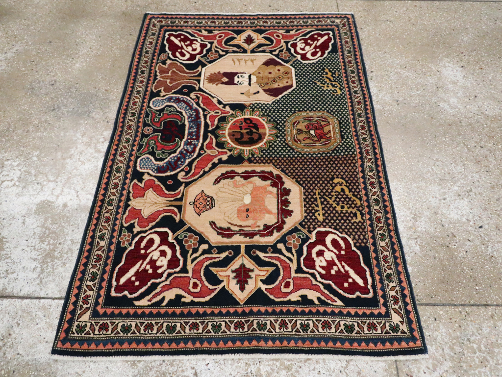 Vintage Persian Tabriz Pictorial Rug, No.28321 - Galerie Shabab