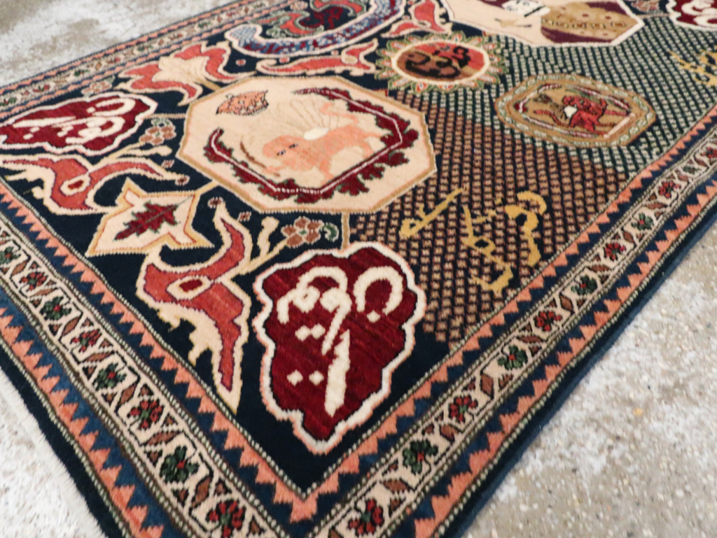 Vintage Persian Tabriz Pictorial Rug, No.28321 - Galerie Shabab