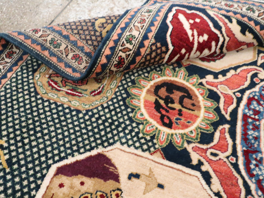 Vintage Persian Tabriz Pictorial Rug, No.28321 - Galerie Shabab