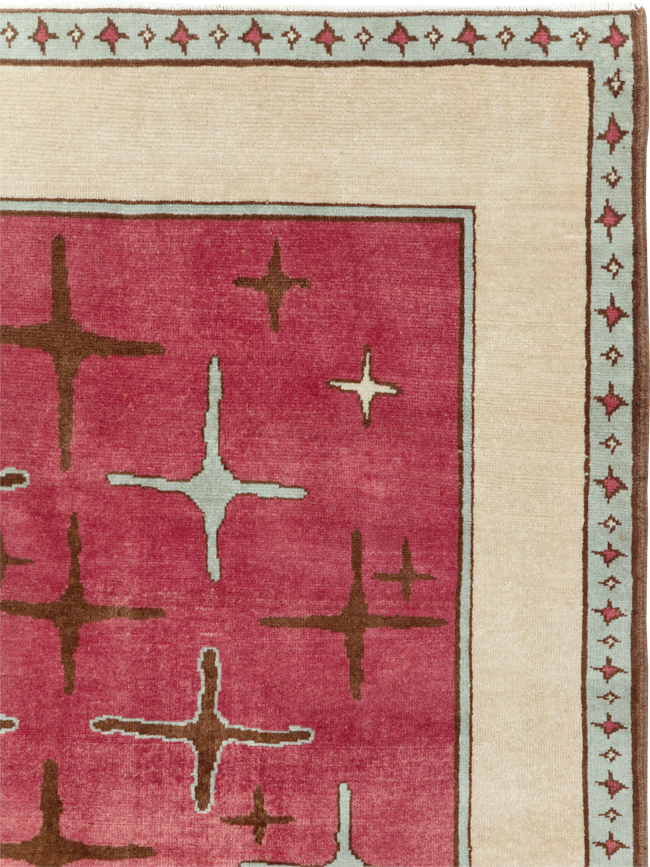 Vintage Persian Art Deco Tabriz Accent Carpet, No.28322 - Galerie Shabab