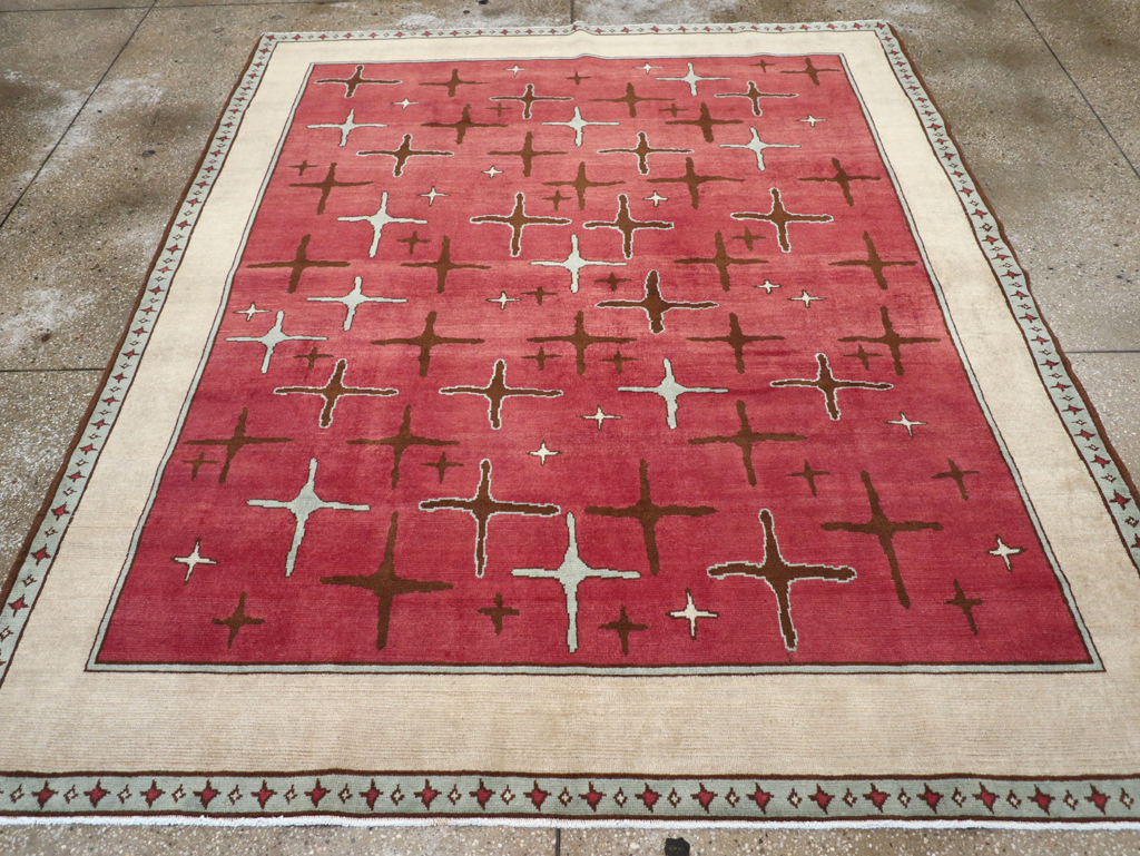 Vintage Persian Art Deco Tabriz Accent Carpet, No.28322 - Galerie Shabab