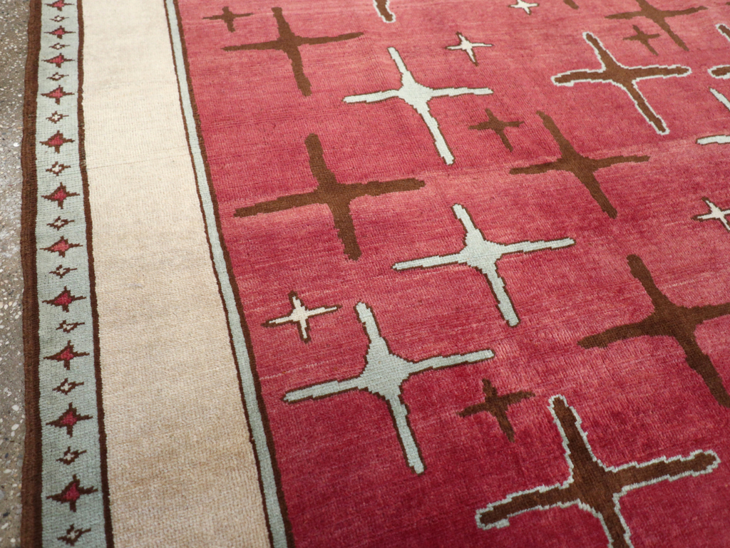 Vintage Persian Art Deco Tabriz Accent Carpet, No.28322 - Galerie Shabab
