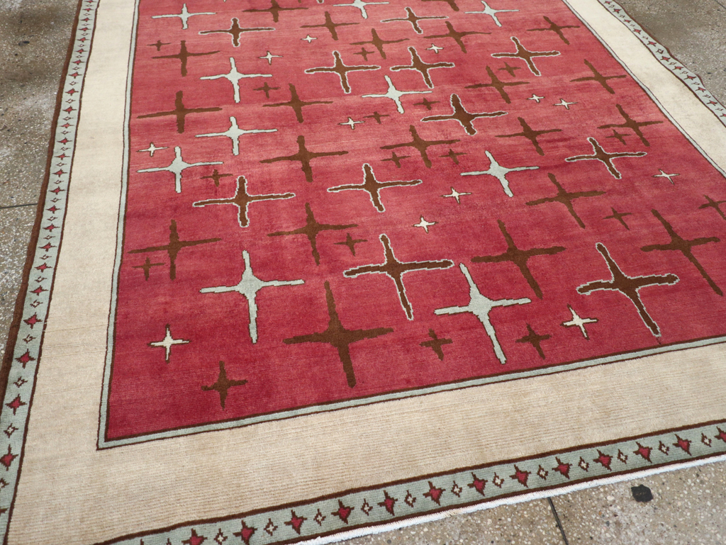 Vintage Persian Art Deco Tabriz Accent Carpet, No.28322 - Galerie Shabab