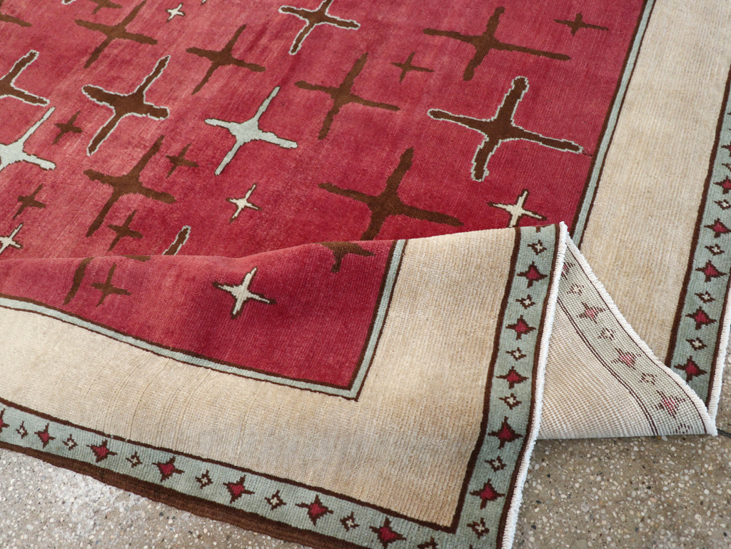 Vintage Persian Art Deco Tabriz Accent Carpet, No.28322 - Galerie Shabab