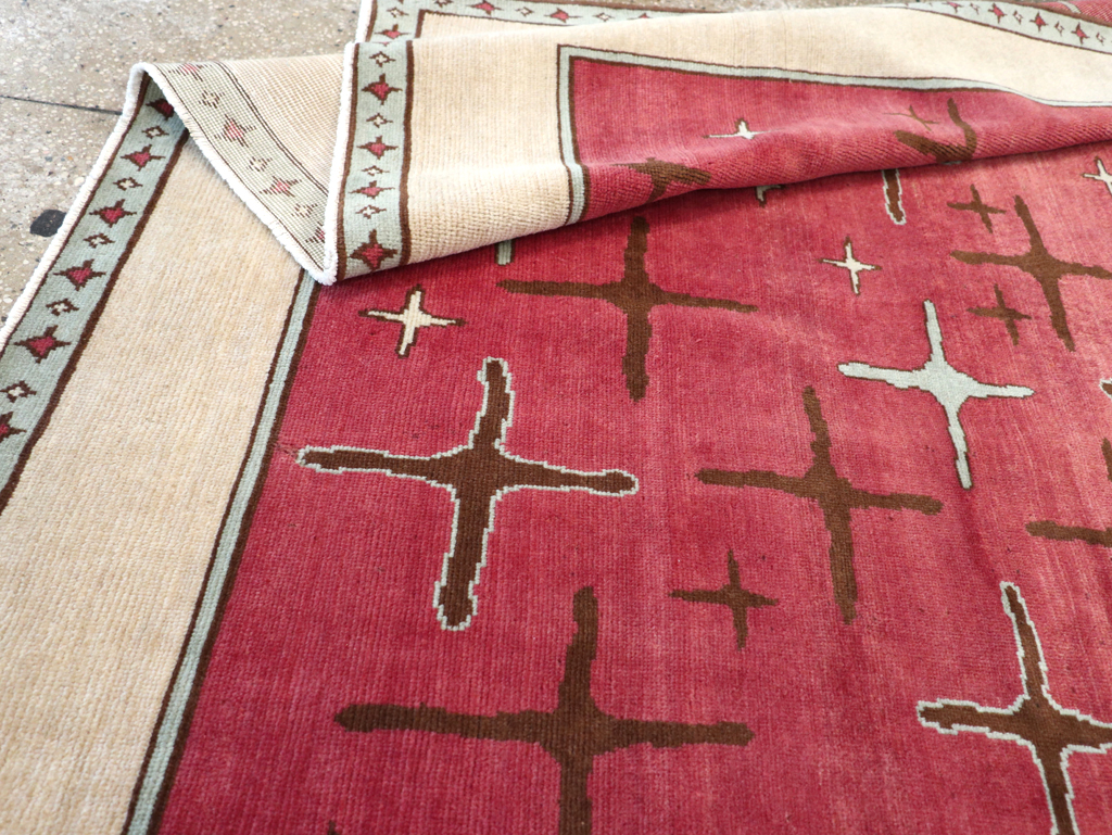 Vintage Persian Art Deco Tabriz Accent Carpet, No.28322 - Galerie Shabab