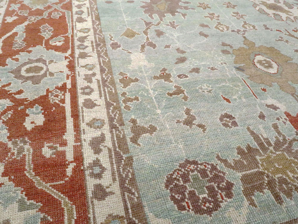 Modern Turkish Oushak Room Size Carpet, No.28336 - Galerie Shabab