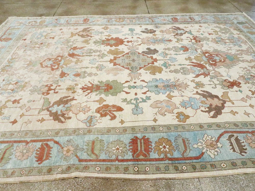 Contemporary Turkish Oushak Room Size Carpet, No.28339 - Galerie Shabab