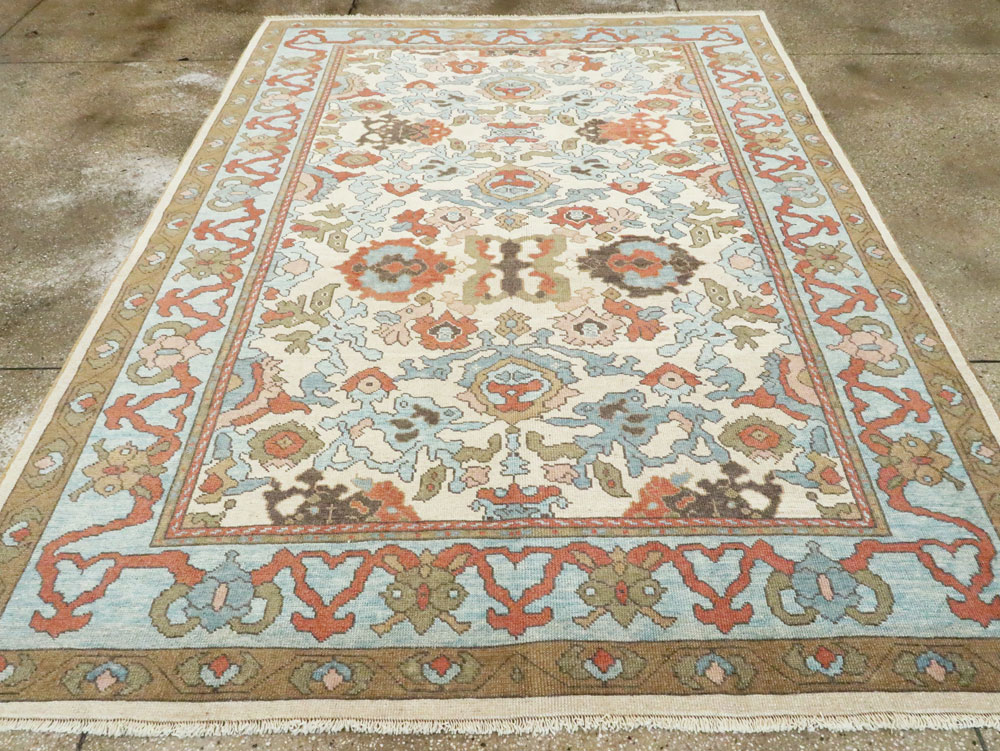 Modern Turkish Oushak Small Room Size Carpet, No.28343 - Galerie Shabab