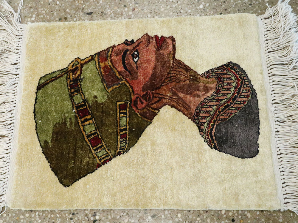 Modern Egyptian Silk Pictorial Rug, No.28349 - Galerie Shabab