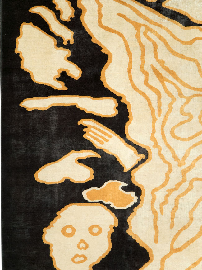 Tibetan Inspired Modern Buddhist Tantric Skeleton Ritual Rug, No.28350 - Galerie Shabab