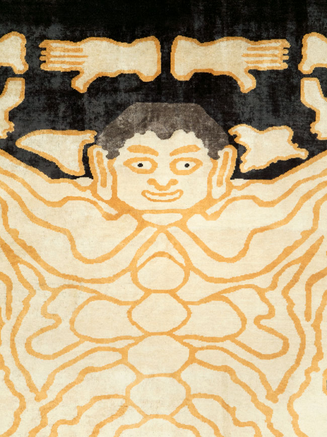 Tibetan Inspired Modern Buddhist Tantric Skeleton Ritual Rug, No.28350 - Galerie Shabab