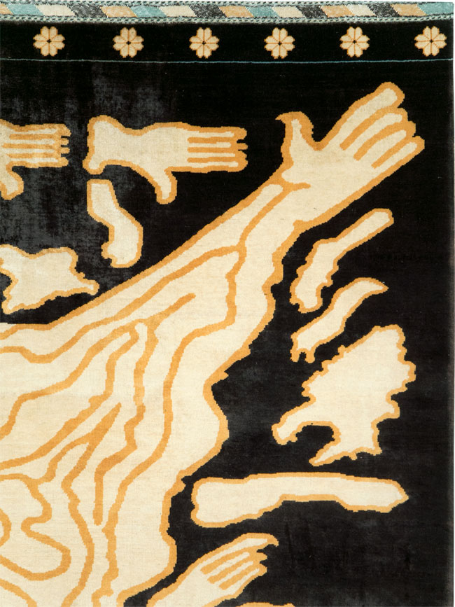Tibetan Inspired Modern Buddhist Tantric Skeleton Ritual Rug, No.28350 - Galerie Shabab